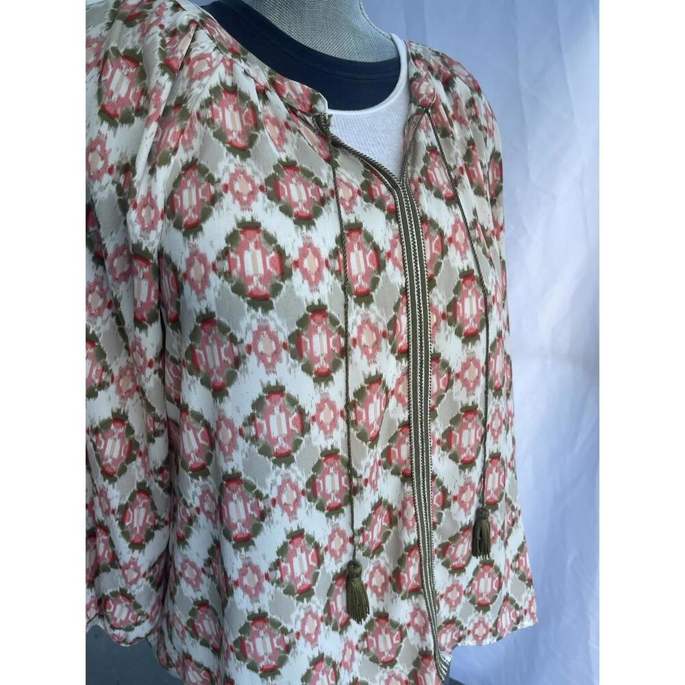 Dept 222 Women’s plus size XL Blouse pullover Orange Green Cream 3/4 Sleeves